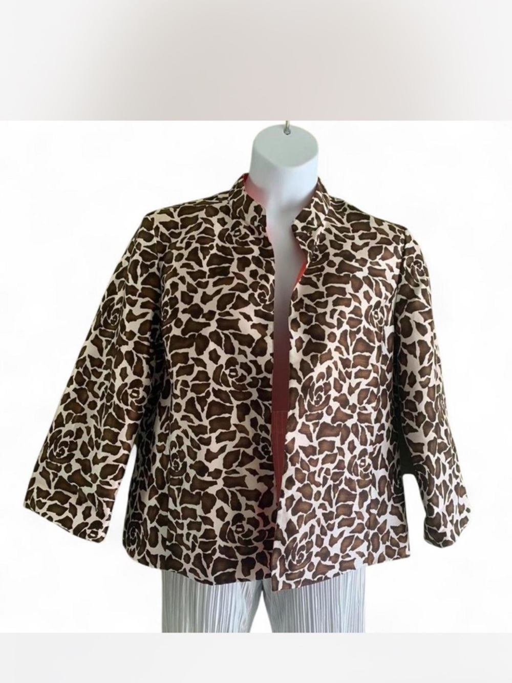 Peck & Peck Brown & Cream Giraffe  Print Women's Jacket Size 16